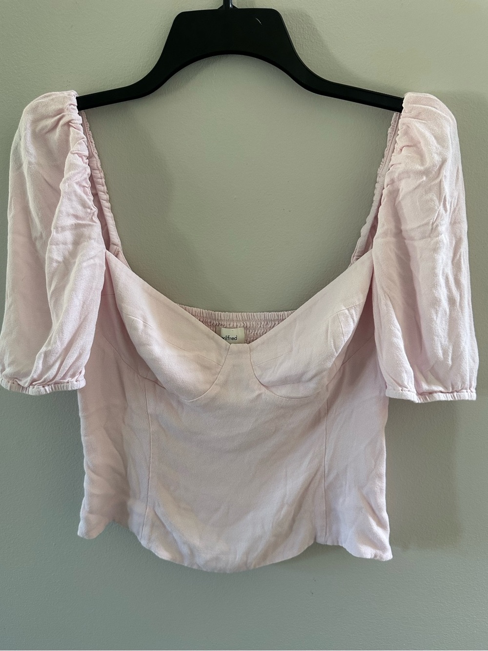 Aritzia Wilfred Novella Short Sleeve Puff Blouse Pink Large